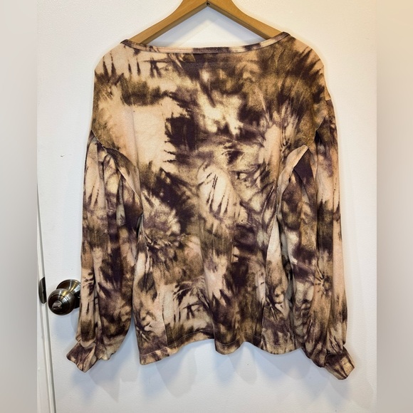 Zac & Rachel women’s brown tie dye oversized top with balloon sleeve size smalll - Picture 2 of 13